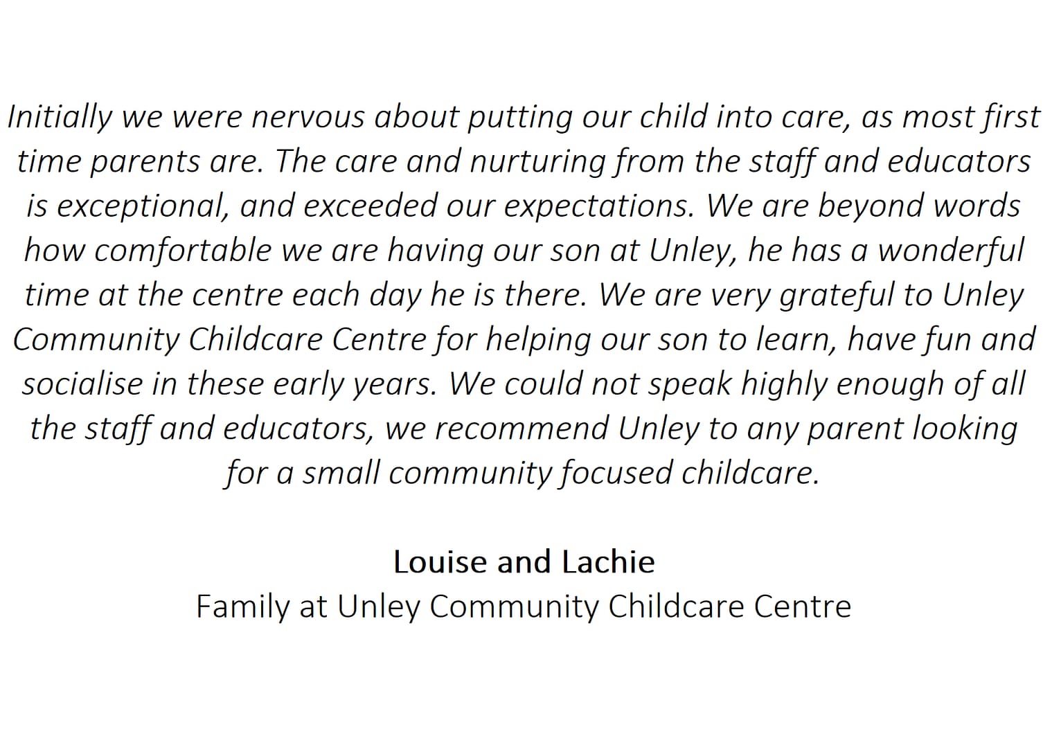 testimonial - Lachie Louise